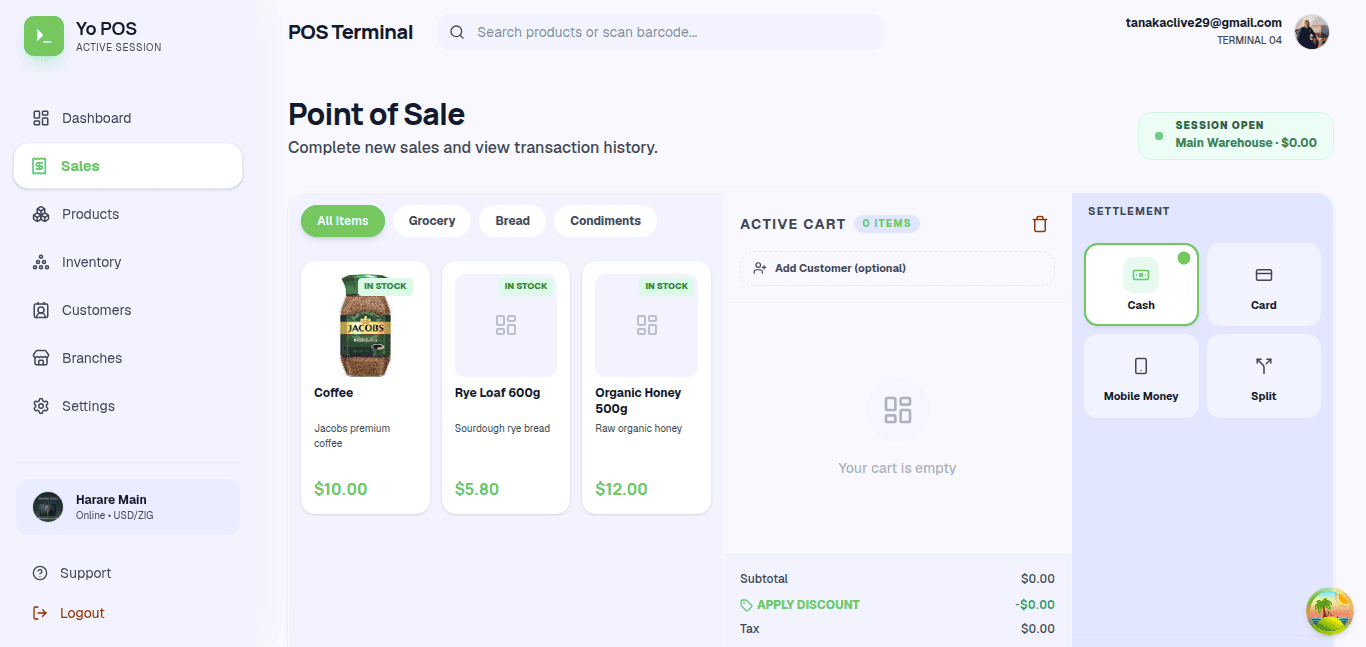 Yo POS split payment processing interface